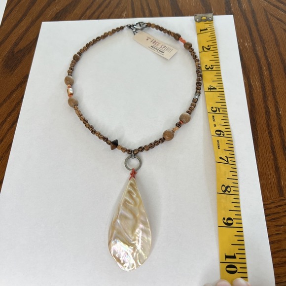 Peyote Bird Necklace Free Spirit Oyster Pearl Tear Drop Wood Like Beads Sundance - Picture 6 of 6